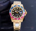 Swiss Replica Gold Rolex GMT Saru Rainbow Diamond Automatic Watch (1)_th.jpg